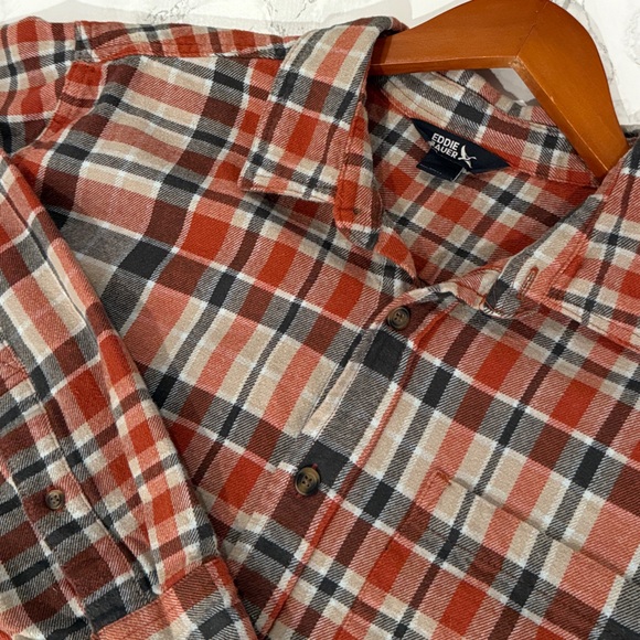 Eddie Bauer Other - Eddie Bauer Orange 100% Cotton Long Sleeve Flannel Button Down | Size L